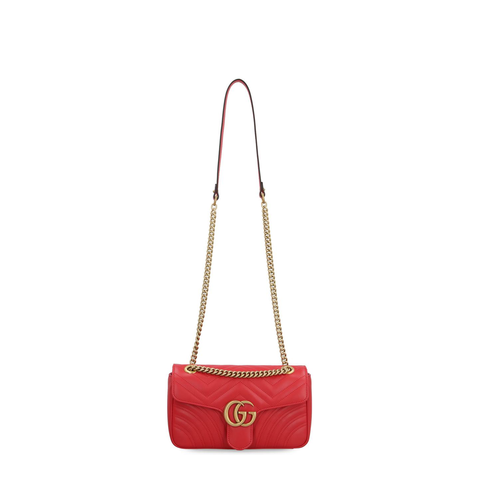 GG Marmont Large Leather Shoulder Bag - Red