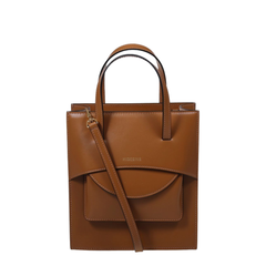 One Size Calf Leather Tote - Caramel