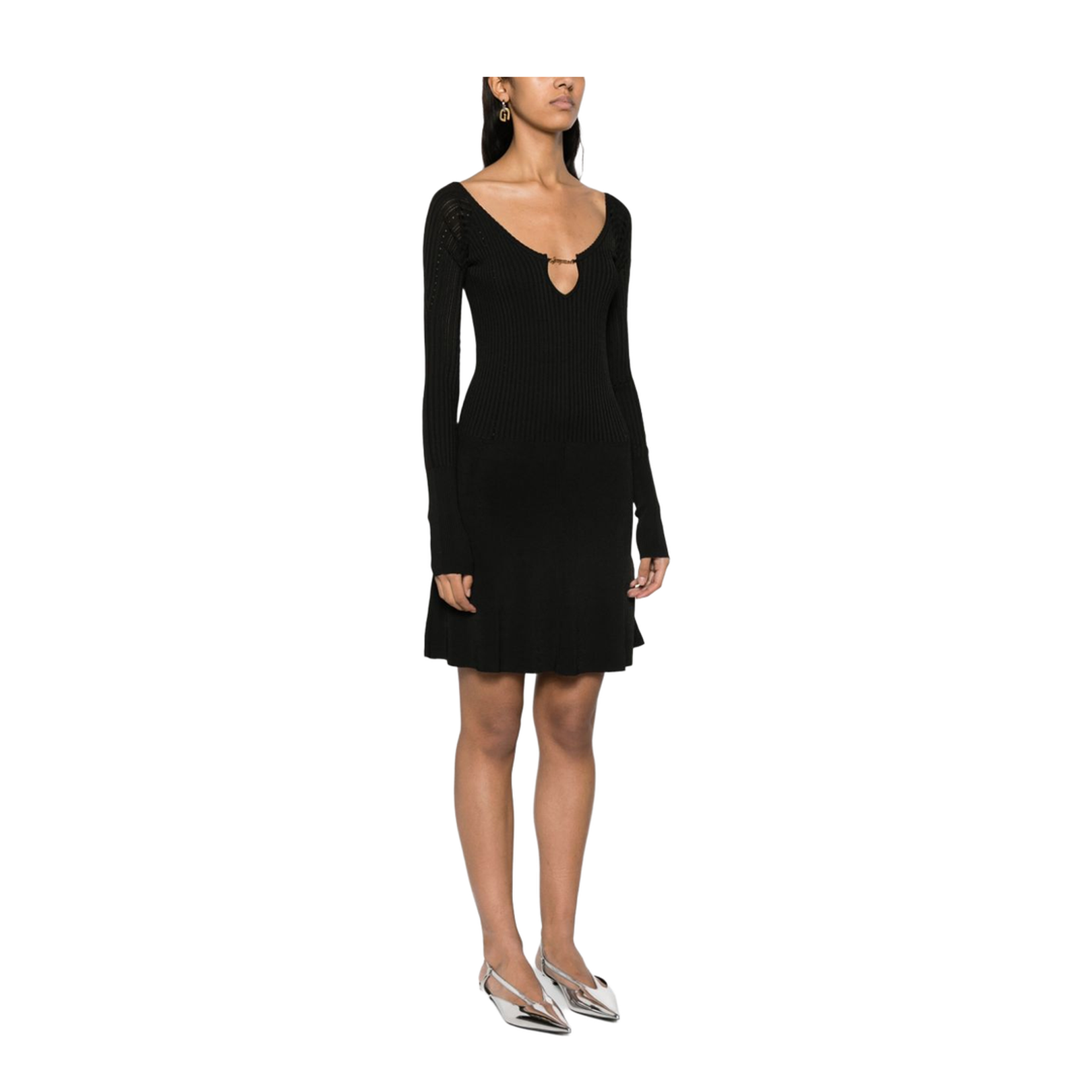 Black Ribbed Knit Dress