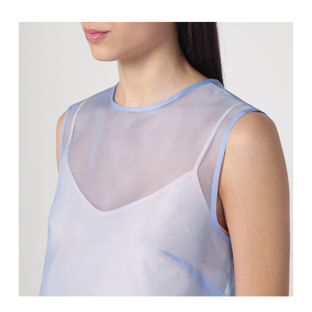 MAYFEYR - Parosh - Sky Blue Tank Top In Silk - D313076CO046