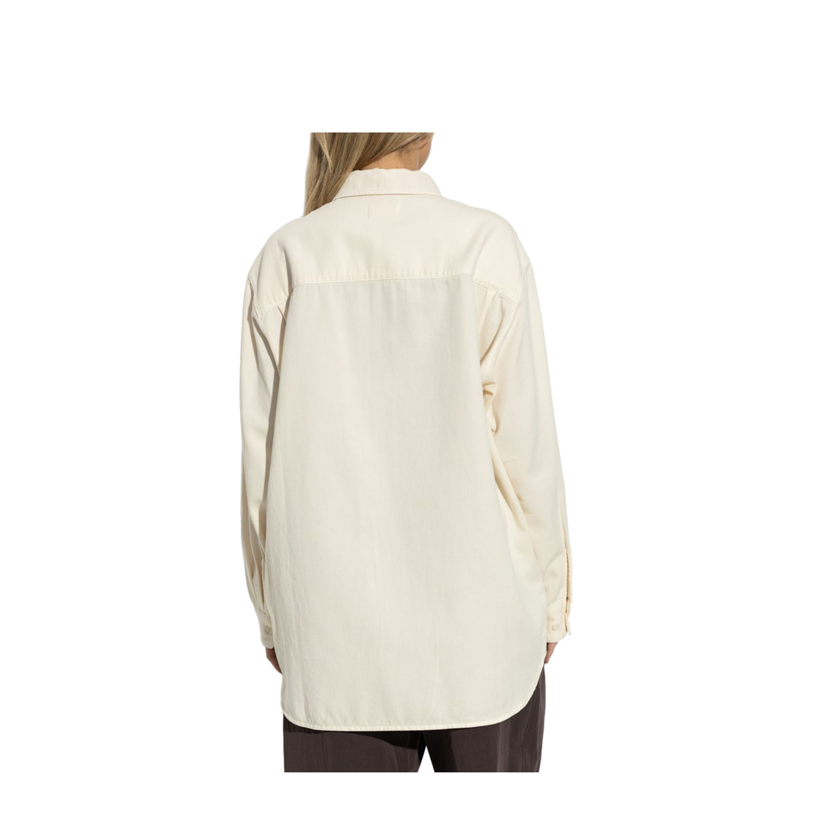 Light Beige Front Button Fastening Classic Collar Drop Shoulder Buttoned Cuffs