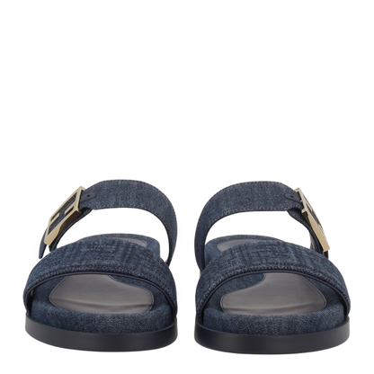 Dark Blue Denim Fabric Slides
