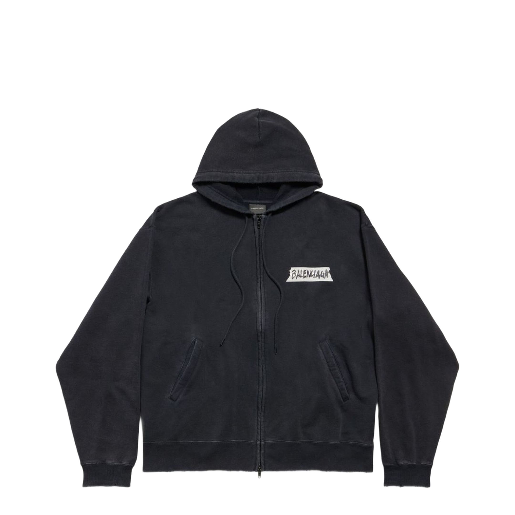 Oversized Masking Tape Zip-Up Sweatshirt