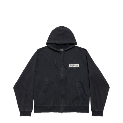 Oversized Masking Tape Zip-Up Sweatshirt