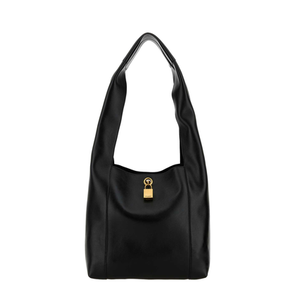 Black Leather Tanger Shopping Bag