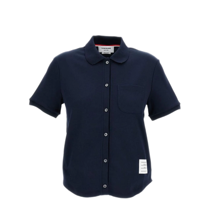 MAYFEYR - Thom Browne - Ss Round Collar Rib Cuff Button Down Shirt In Cotton Milano - FJP125AJ0055415