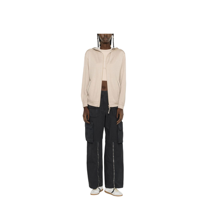 Two-Pocket Zip-Up Hoodie Beige