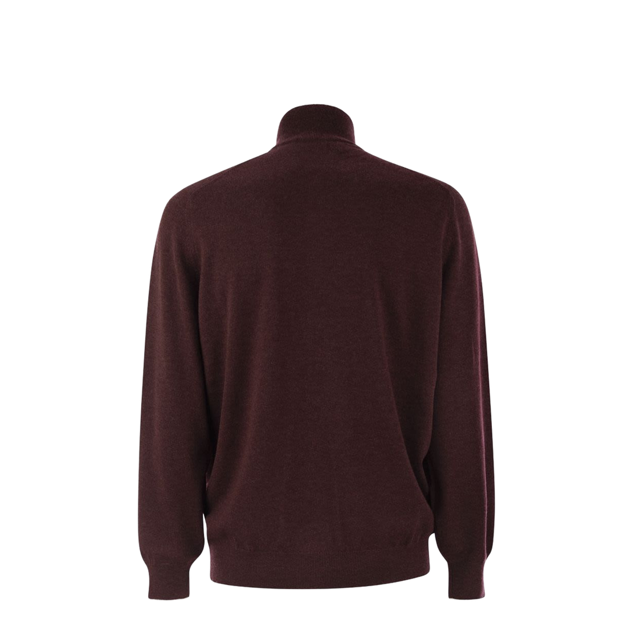High-necked cashmere sweater with zip opening
