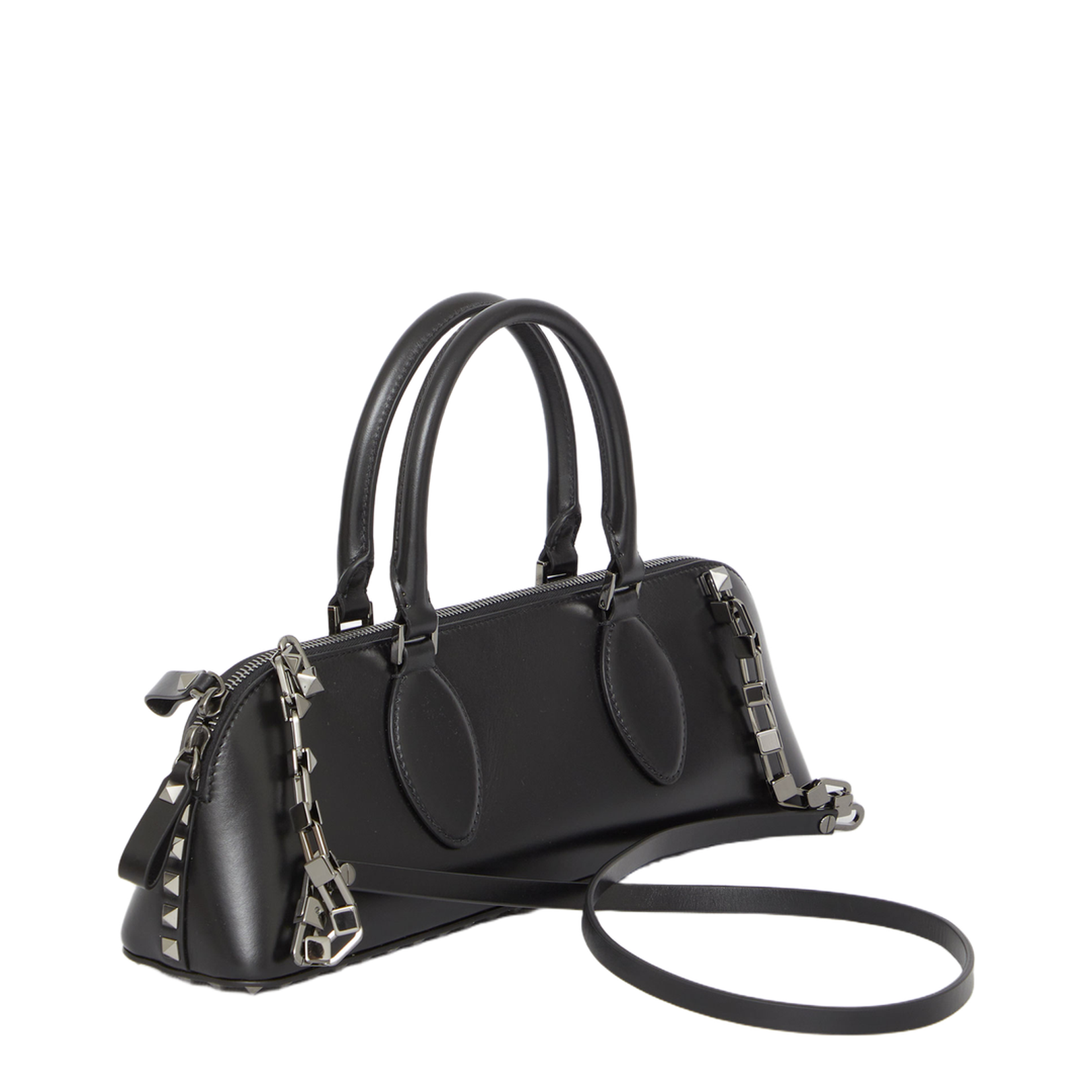 Rockstud East-West Zip-Up Tote Bag