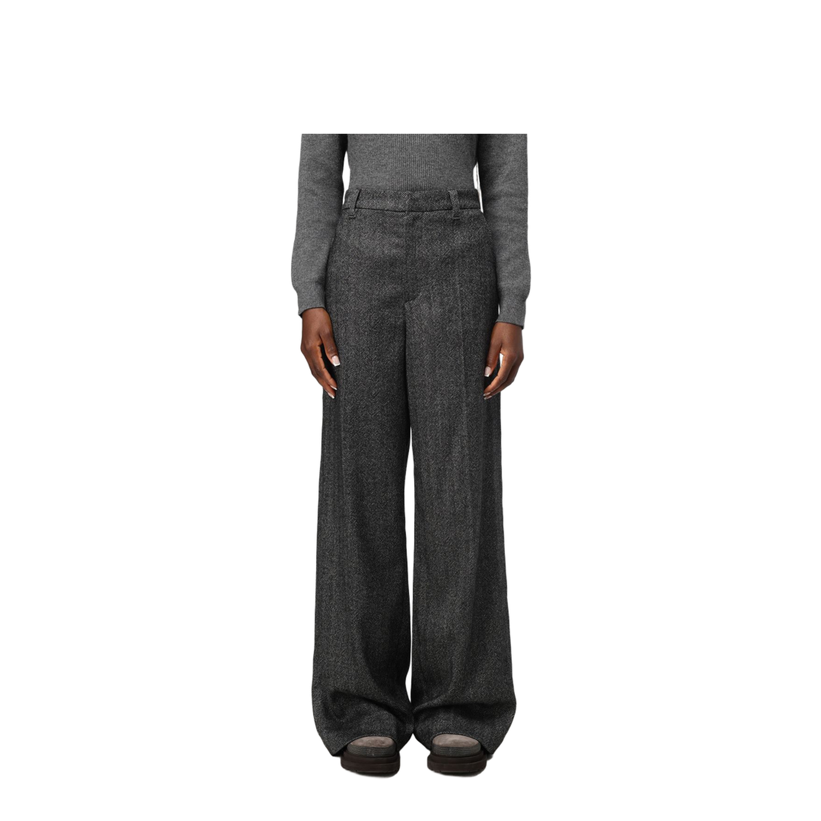 Loose Sartorial Chevron Carded Techno Wool Trousers