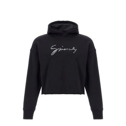 Logo Cotton Cropped Hoodie