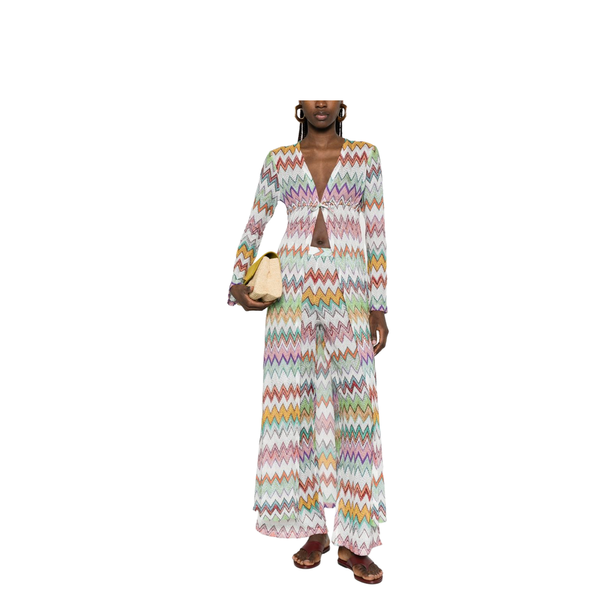 MAYFEYR - Missoni Beachwear - Multicolor Chevron-Pattern Long Cover Up - MS26SQ0SBR014KSM9X5