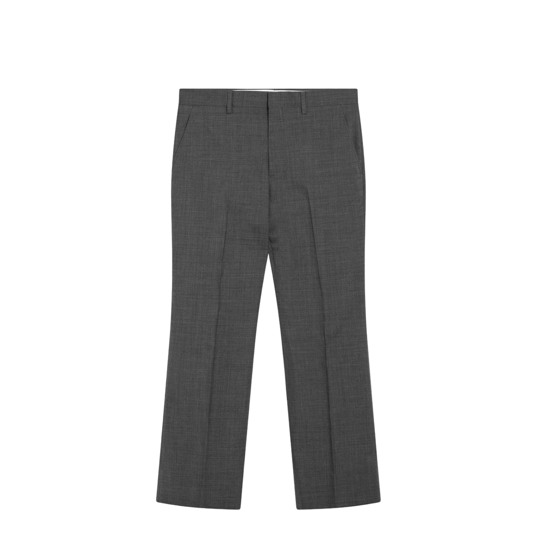 Grey Flared Wool Trousers