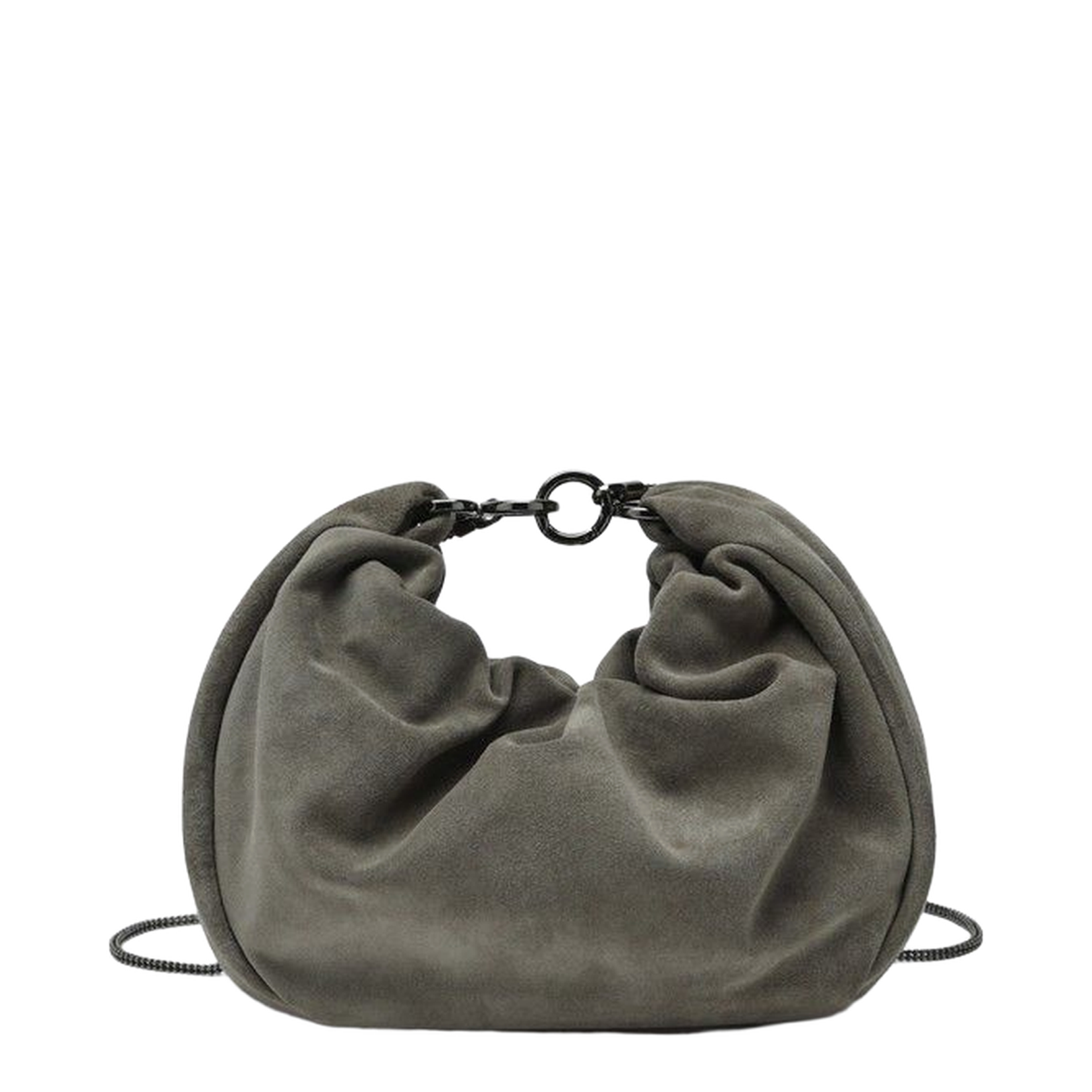 Hobo Brioche Bag in Grey/Sage Green Suede