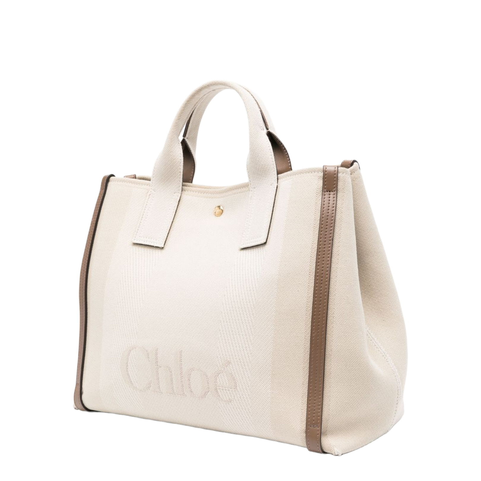 Chloé 'carry large' beige handbag with logo print on ...