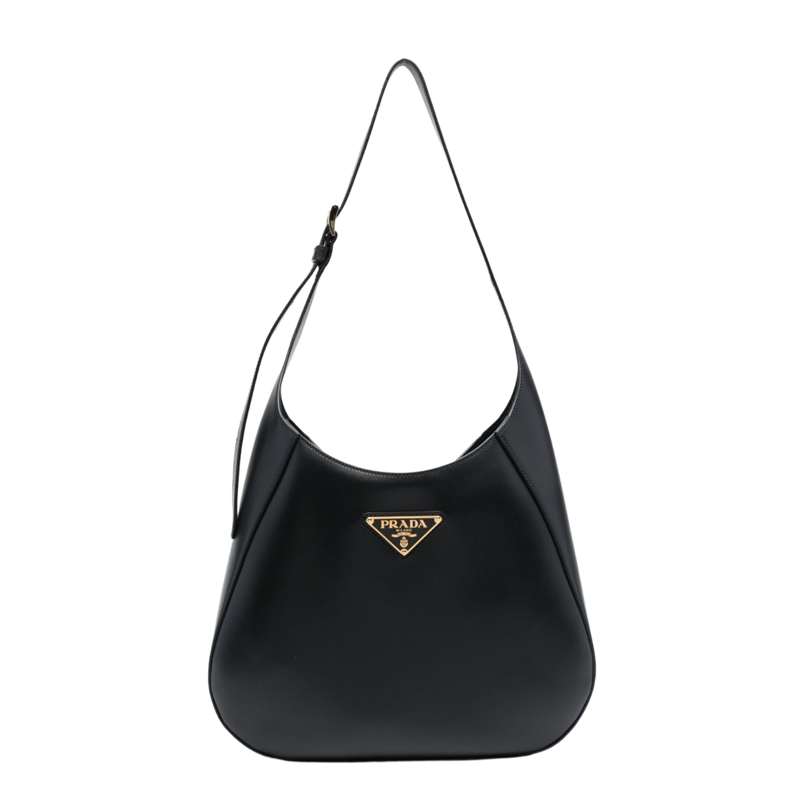 Triangle Logo Leather Shoulder Bag