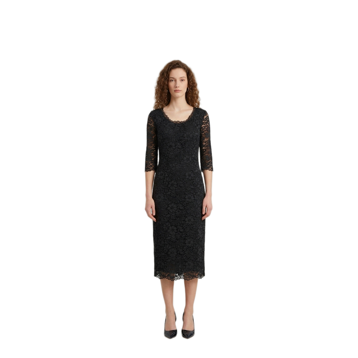 MAYFEYR - SUTTON NEW YORK - Black Lace Midi Sheath Dress - 4315B12652NERO