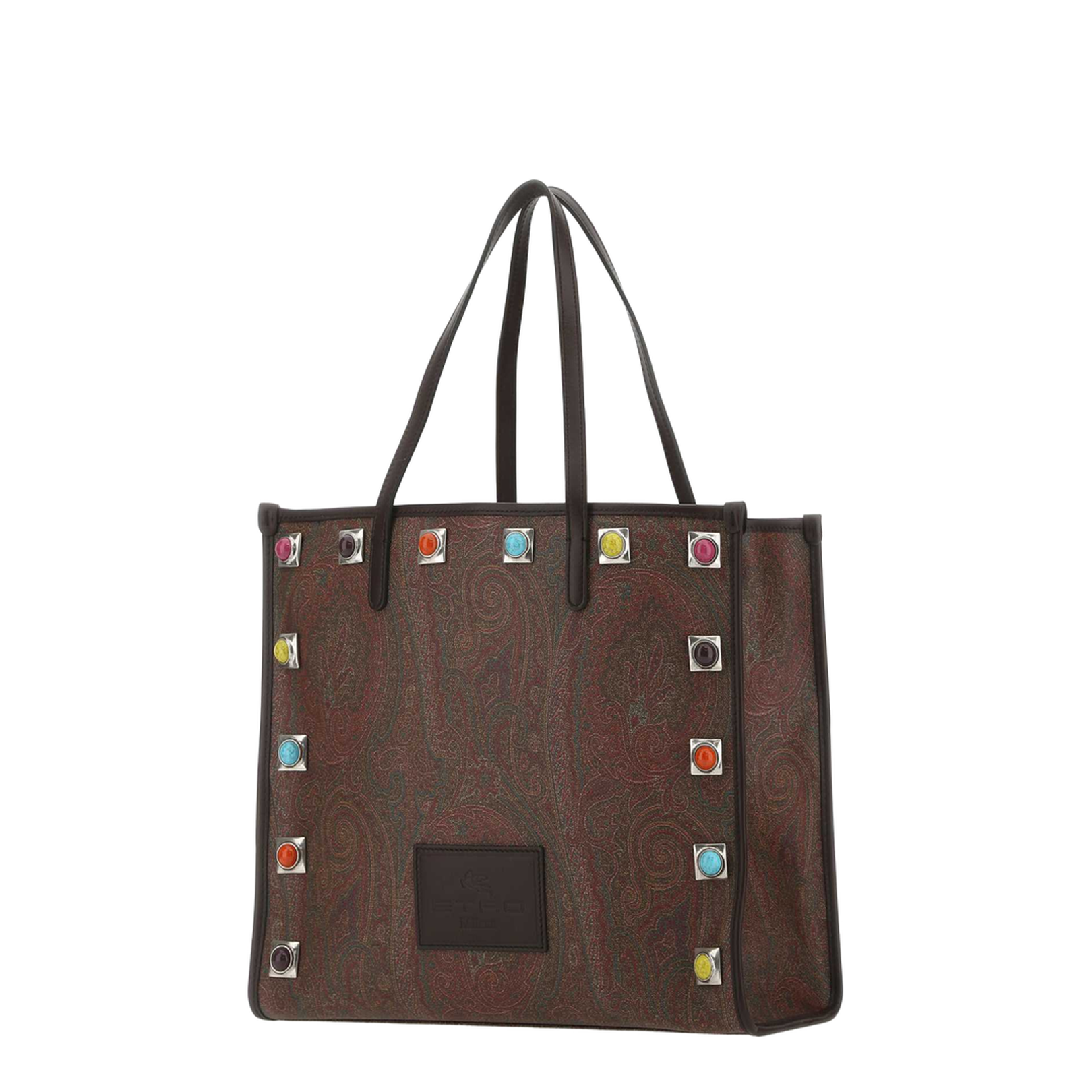 Paisley-Print Studded Tote Bag