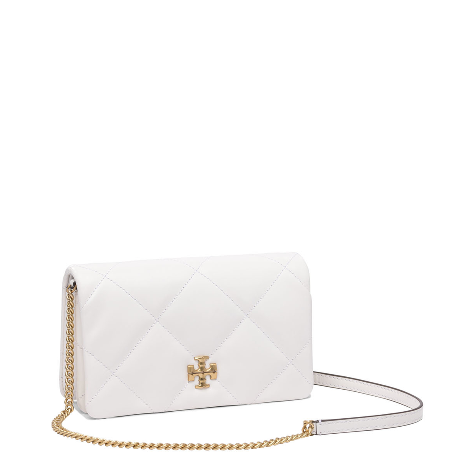 White Diamond-Quilted Crossbody Bag