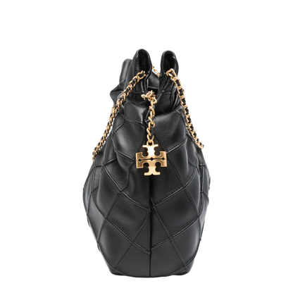 Fleming Mini Leather Hobo Bag - Black