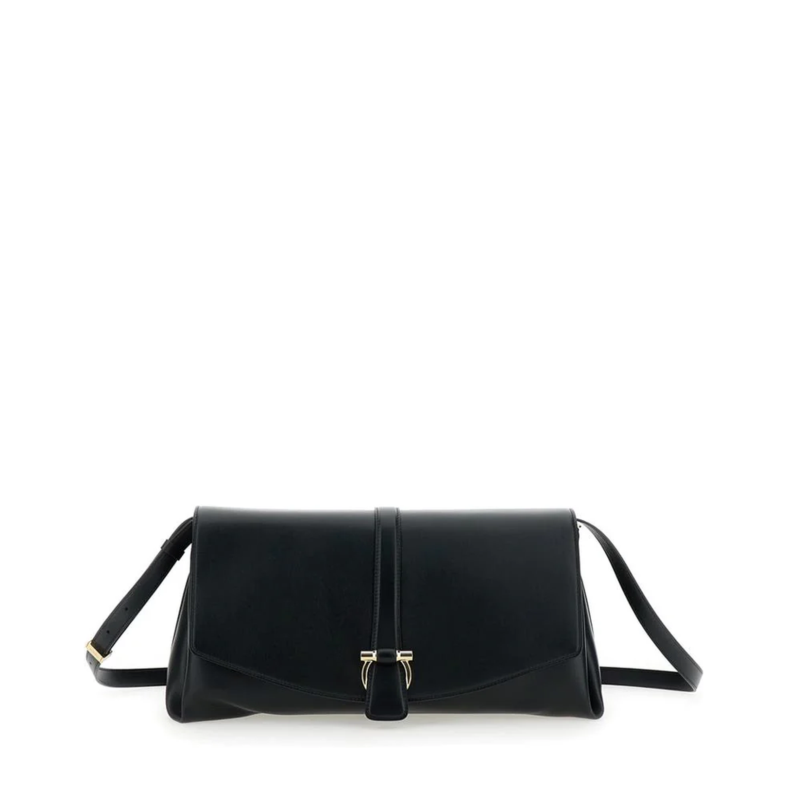 Black Crossbody Bag with Gancini Buckle Detail