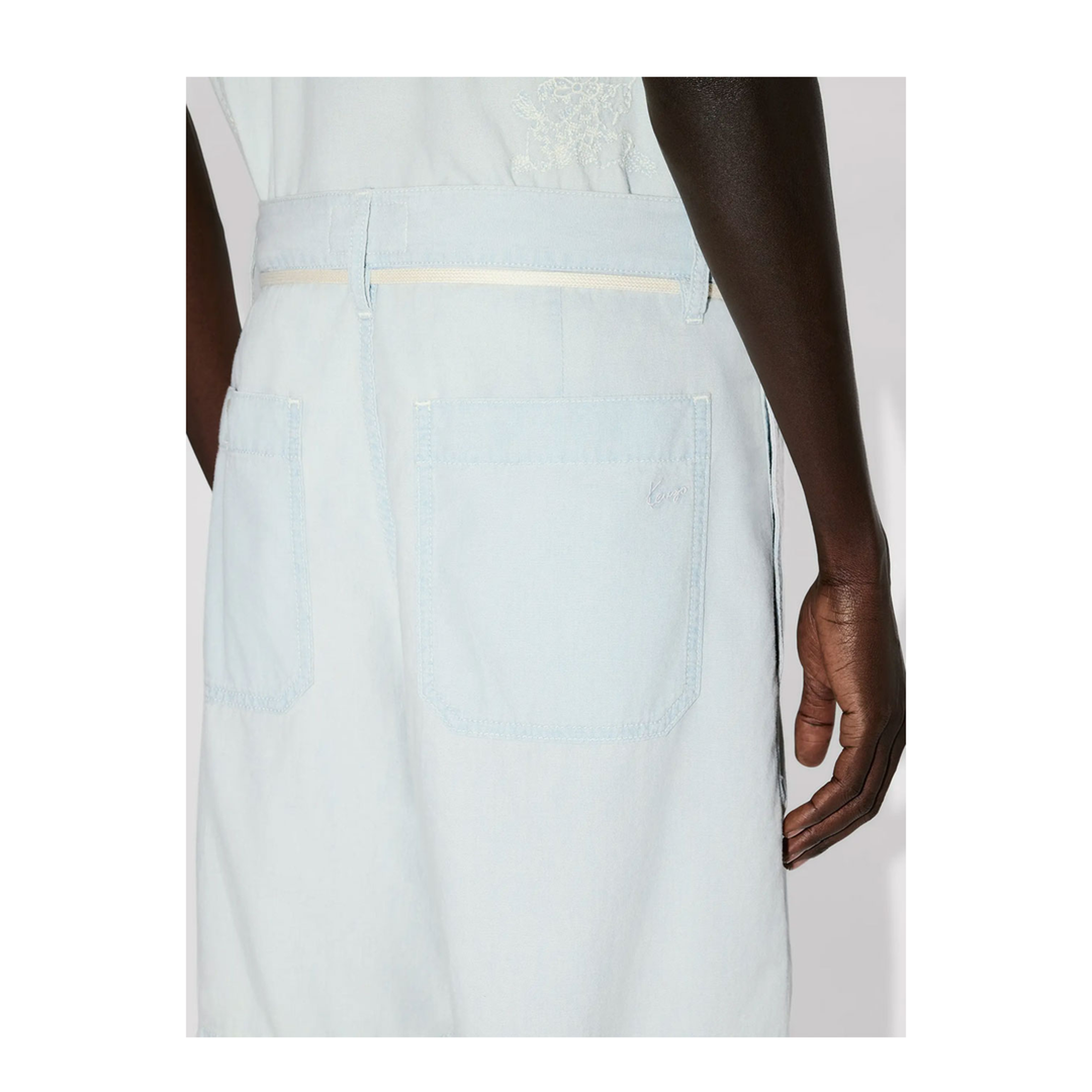 MAYFEYR - Kenzo - Straight Shorts In Stone Bleach Chambray - FG55DS3416F4