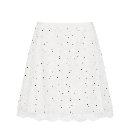 MAYFEYR - GIAMBATTISTA VALLI - Ivory Cotton Mini Skirt - 25FWPVCA204128LINM019