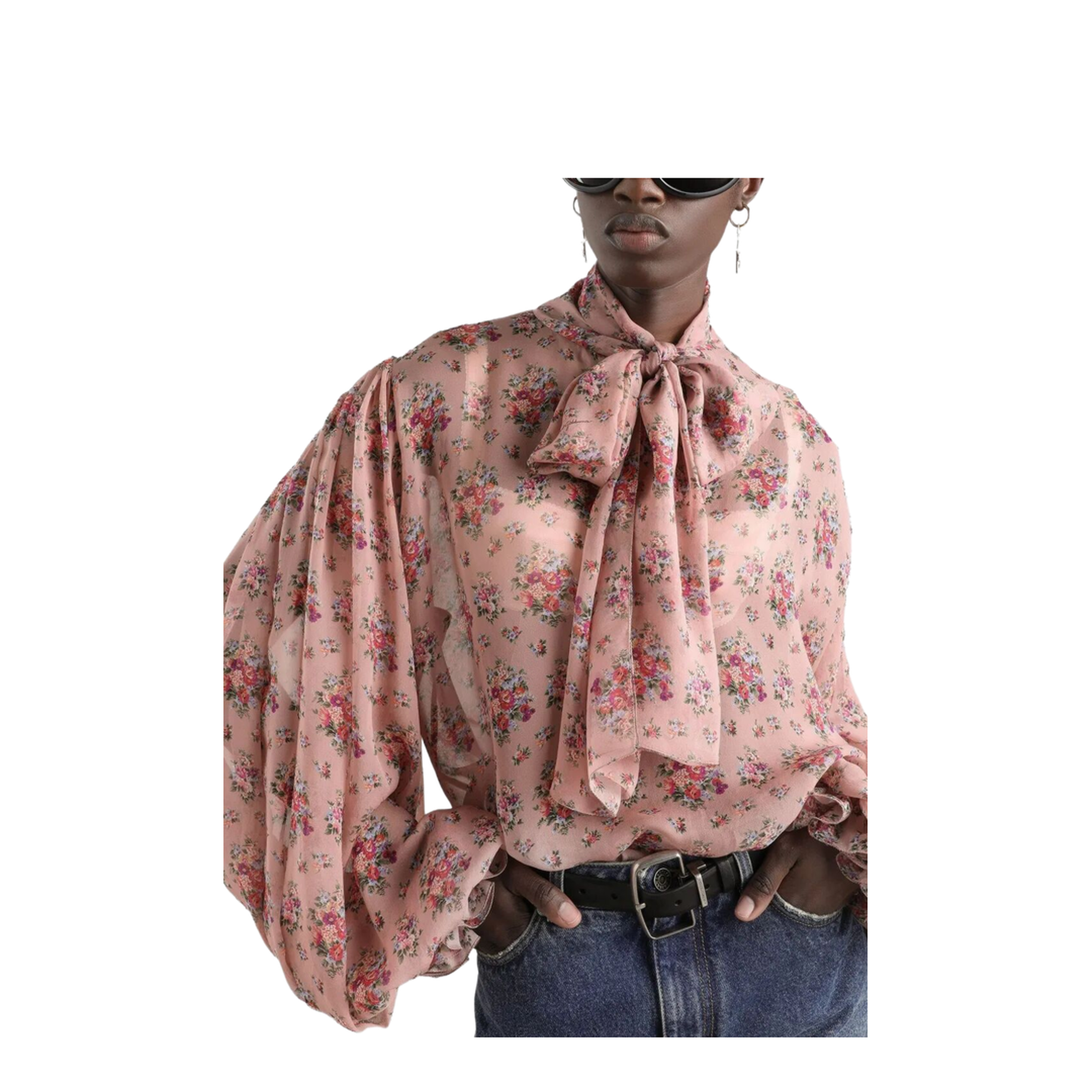 MAYFEYR - Dolce & Gabbana - Small Flower Bouquets-Print Chiffon Top - F7BL0TIS10F
