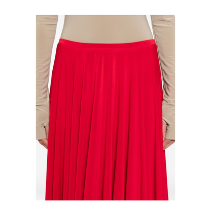 Red Flared Midi Skirt