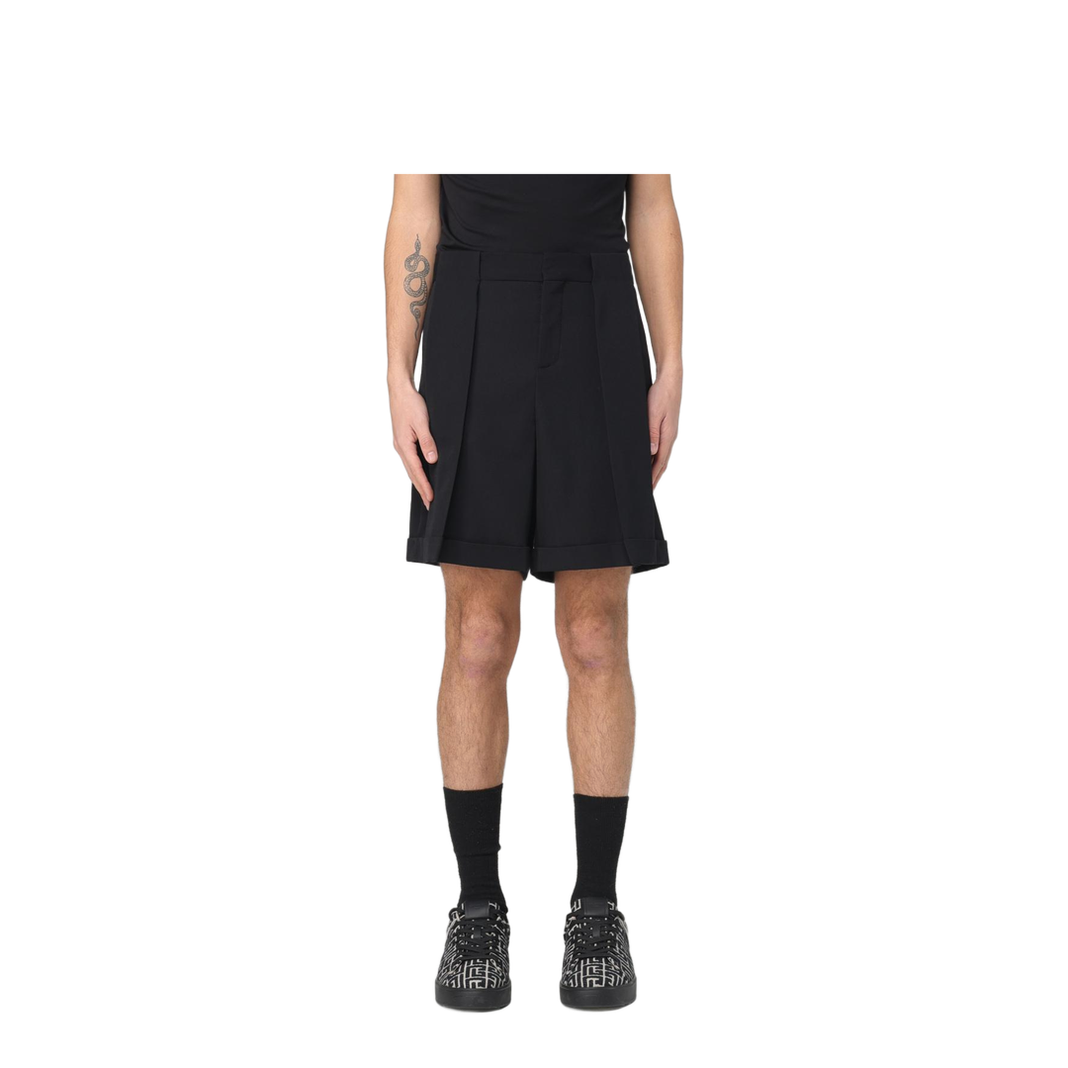 Black Wool Bermuda Shorts