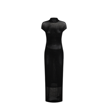 Mesh Dress with Flocked Logo