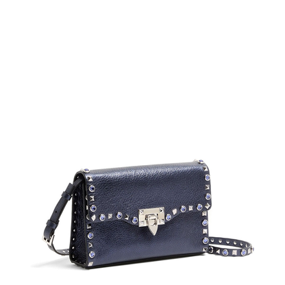 MAYFEYR - Valentino - Rockstud Small Shoulder Bag In Laminated Leather With Cabochon Stones - WB0181PAXF8Y