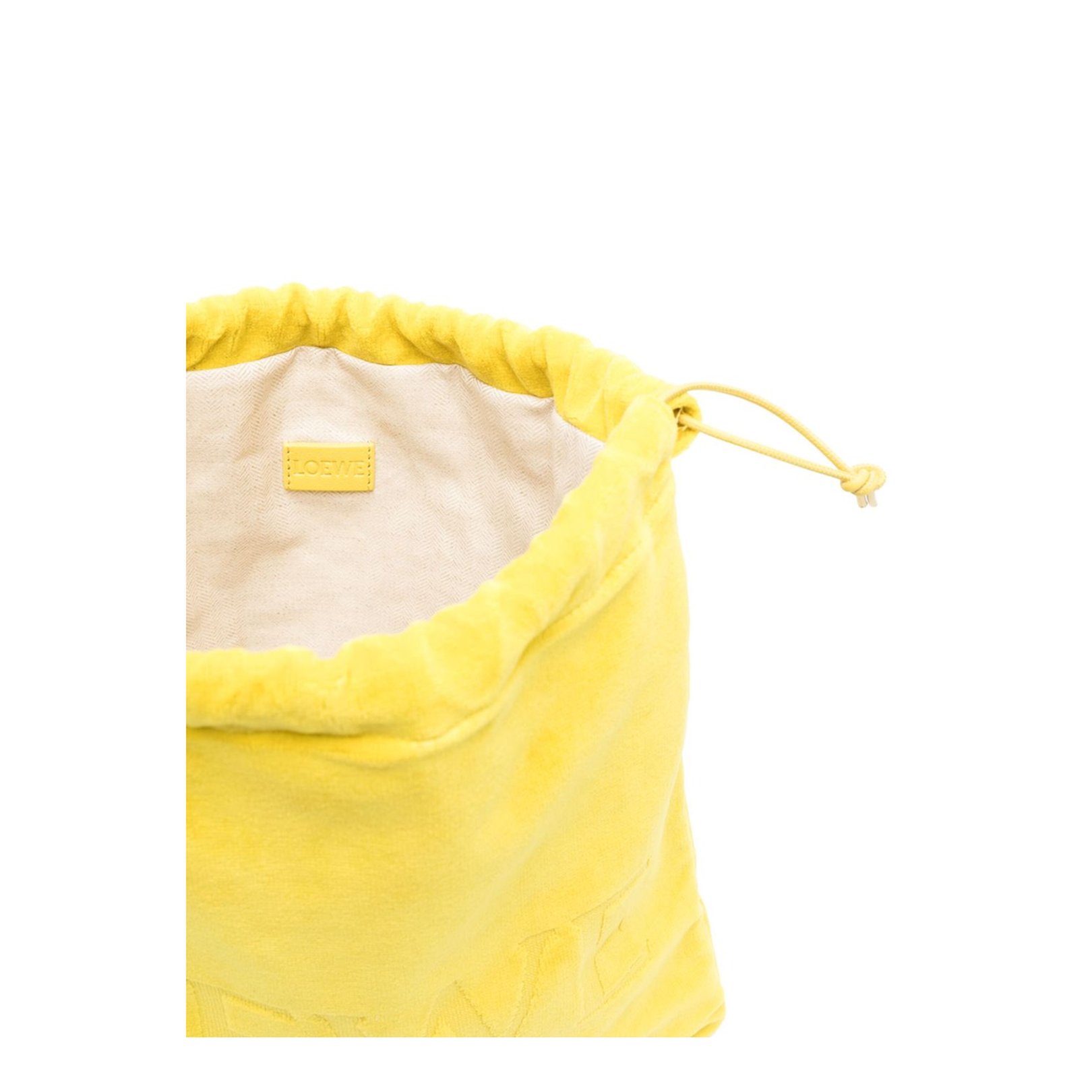 Medium Drawstring Pouch in Terrycloth Yellow