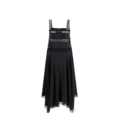 MAYFEYR - Ganni - Silk Maxi Dress With Lace Details - A1030668099