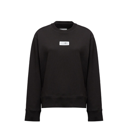 Black Numbers Appliqué Crew Neck Long Sleeve