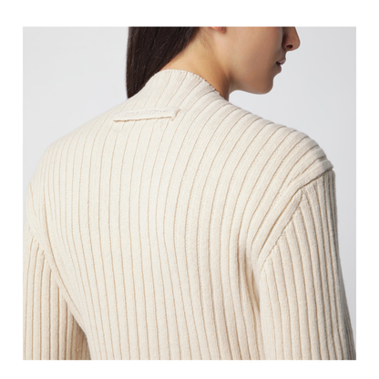 MAYFEYR - Victoria Beckham - Ribbed Sweater In Beige Wool And Cashmere - 1326KJU007314AWOEL