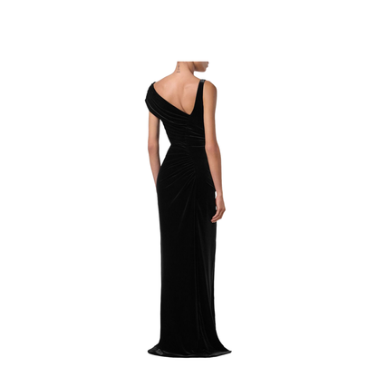Black Sleeveless Long Dress with Medusa Plaque