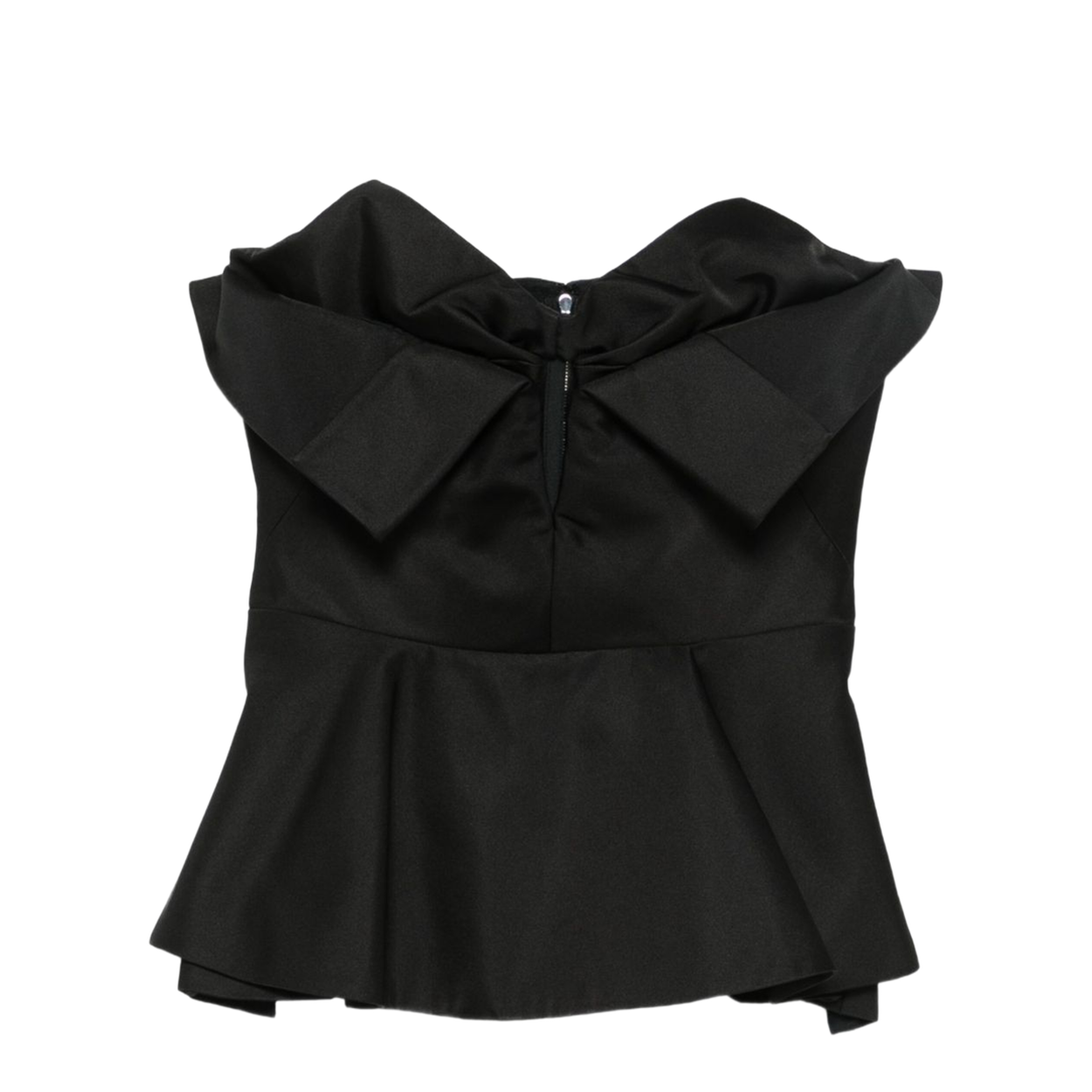 Black Peplum Hem Off-Shoulder Bow Detail Sleeveless Top