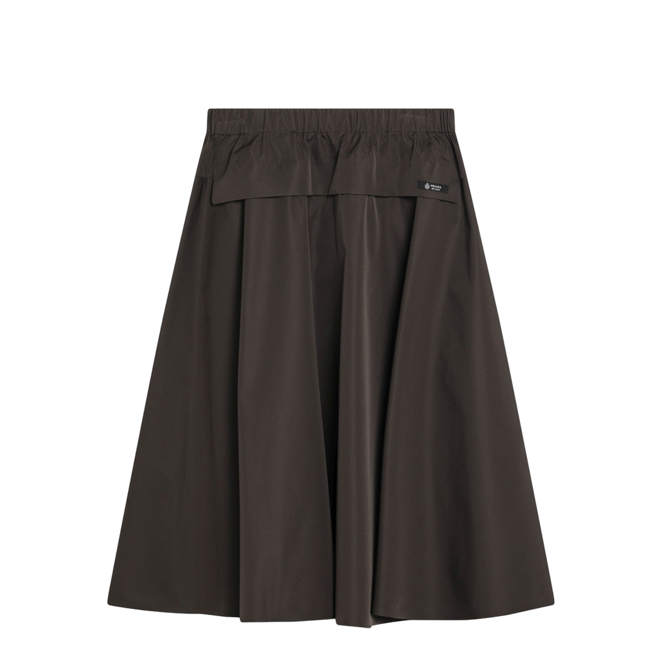 Wide Camouflage Green Skirt in Technical Canvas