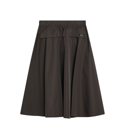 Wide Camouflage Green Skirt in Technical Canvas