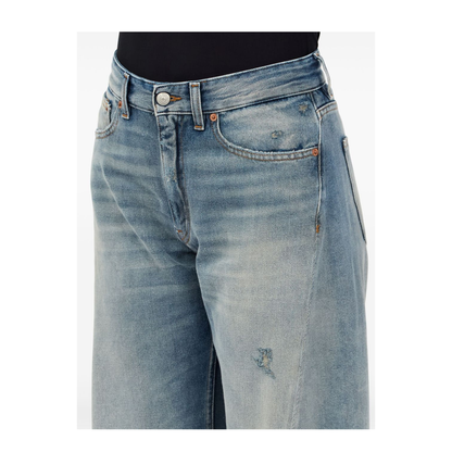 Wide-leg jeans with worn effect
