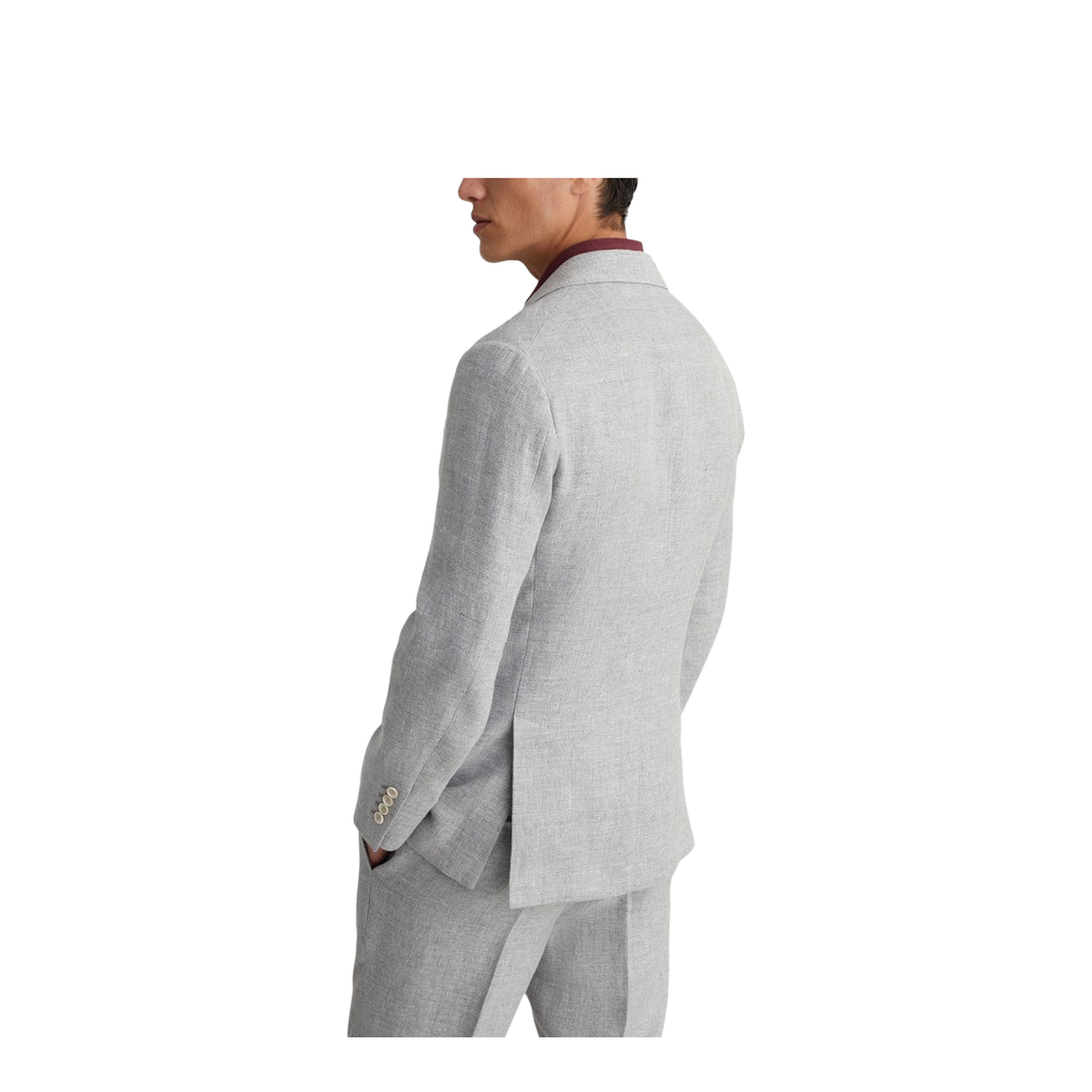 Linen and Cotton Suit-Type Jacket in Light Grey