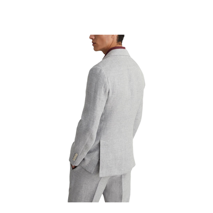 Linen and Cotton Suit-Type Jacket in Light Grey