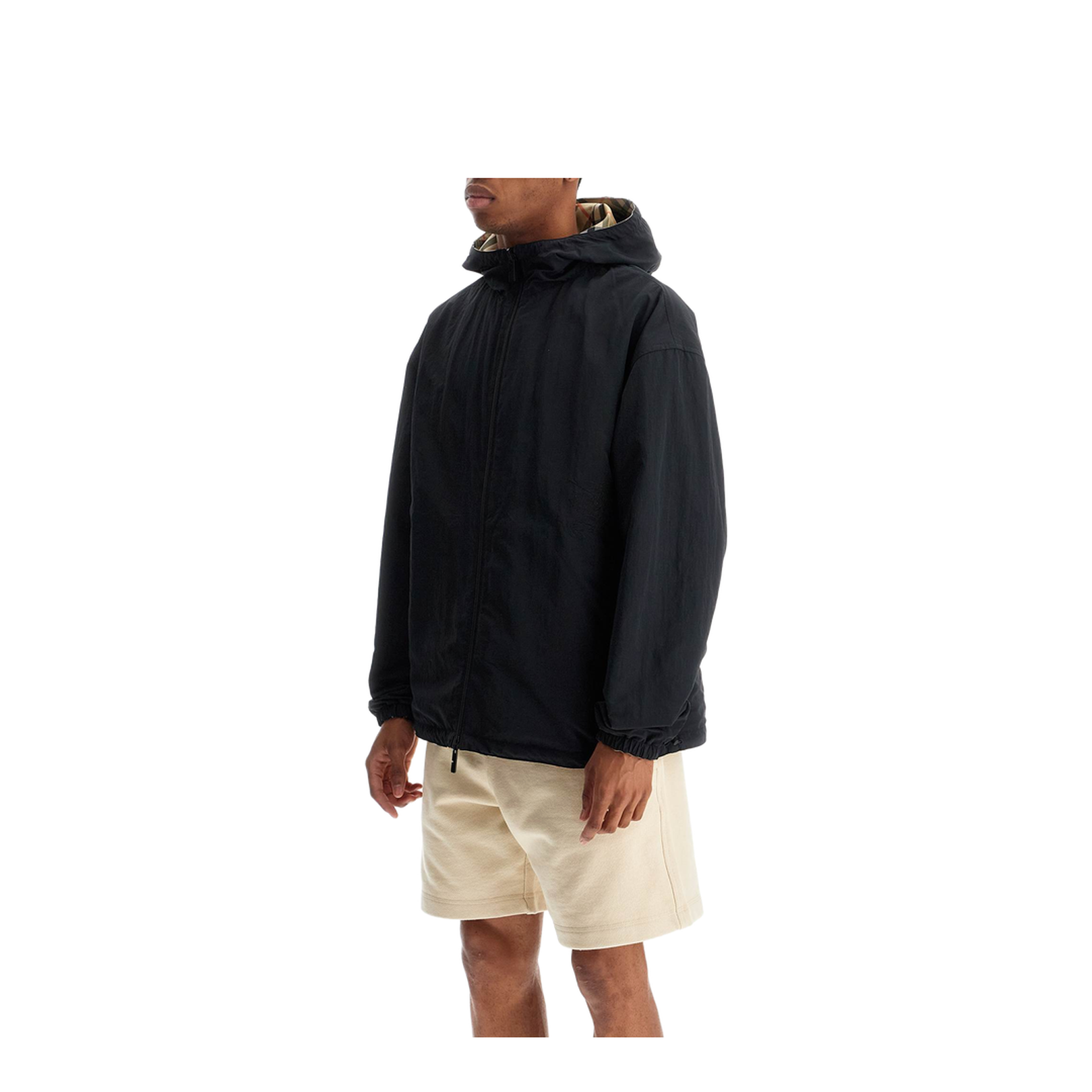 Check Motif Hooded Jacket