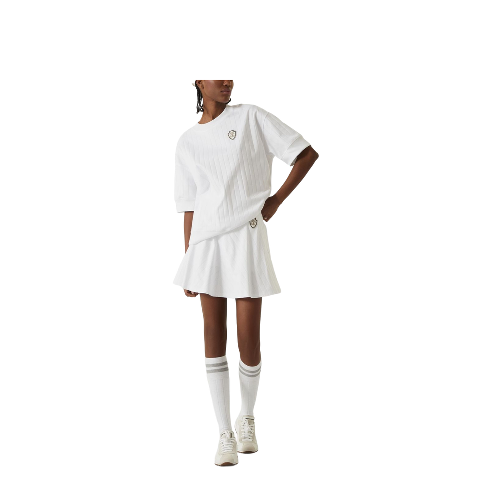 Cotton Wide Ribbed Interlock Mini Skirt with Logo