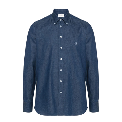Indigo Blue Cotton Paisley Print Shirt