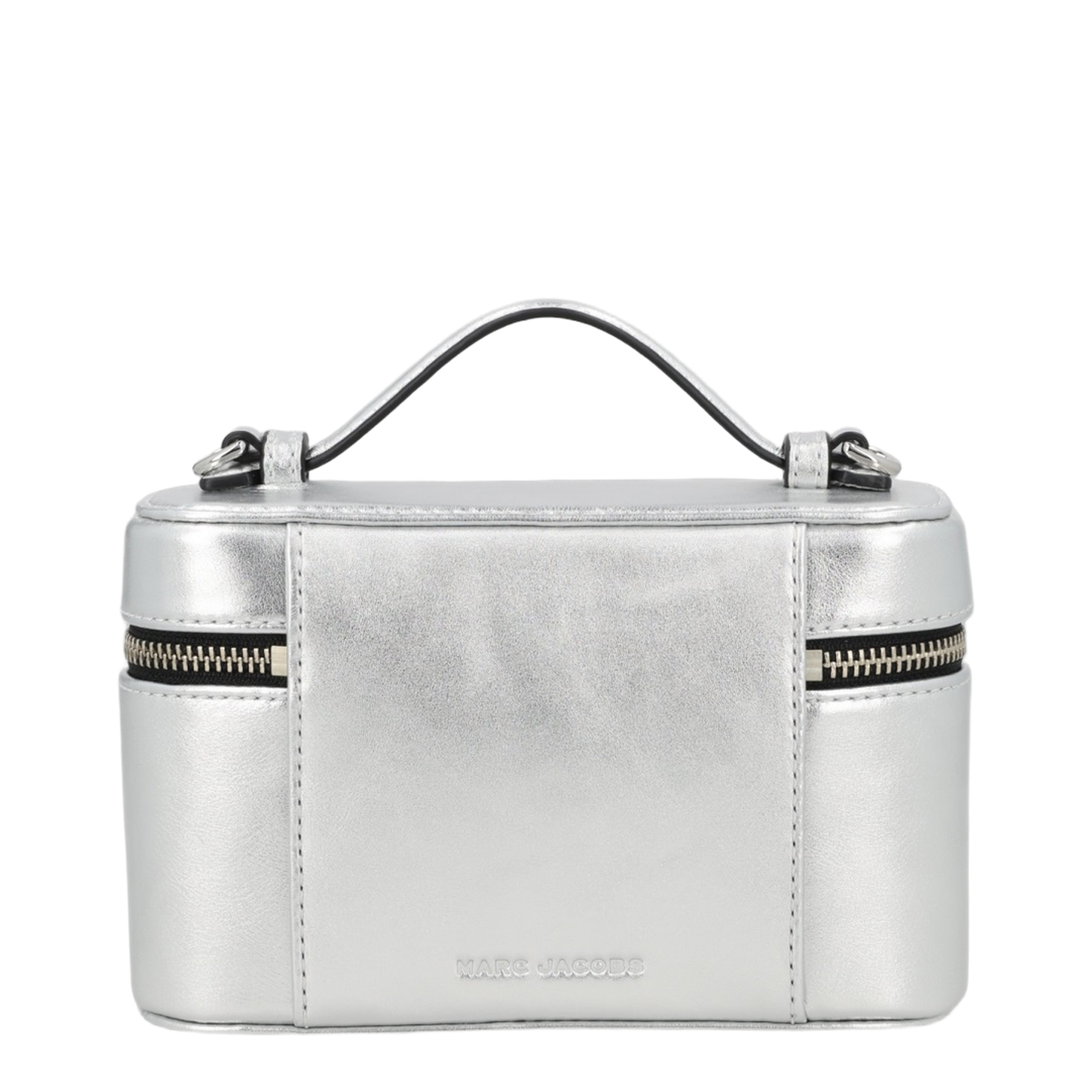 Scene Smooth Metallic Leather Vanity Bag - Silver