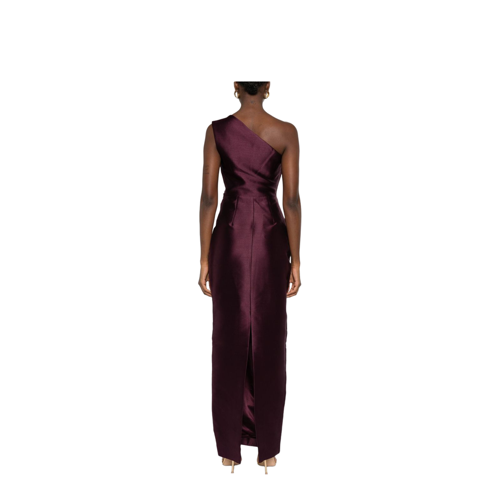 Burgundy One-Shoulder Maxi Dress