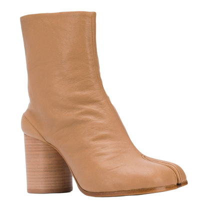 Brown Leather Tabi Ankle Boots