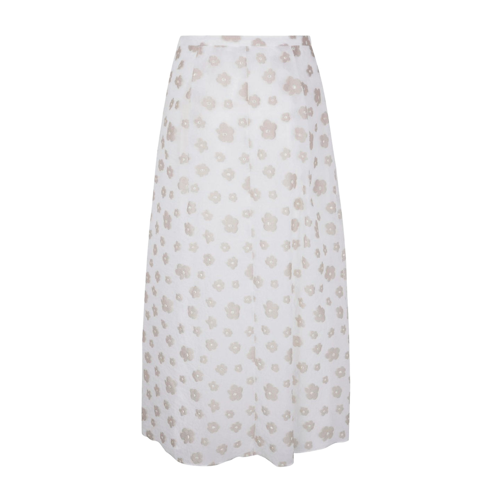 White Slip-On Style Skirt with Floral Motif